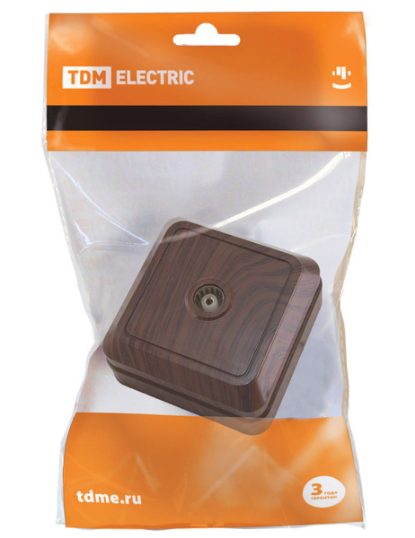 Купить TDM Розетка TВ простая (0-2400 Гц, "мама") открытой установки, IP20 бук "Ладога" SQ1801-0042