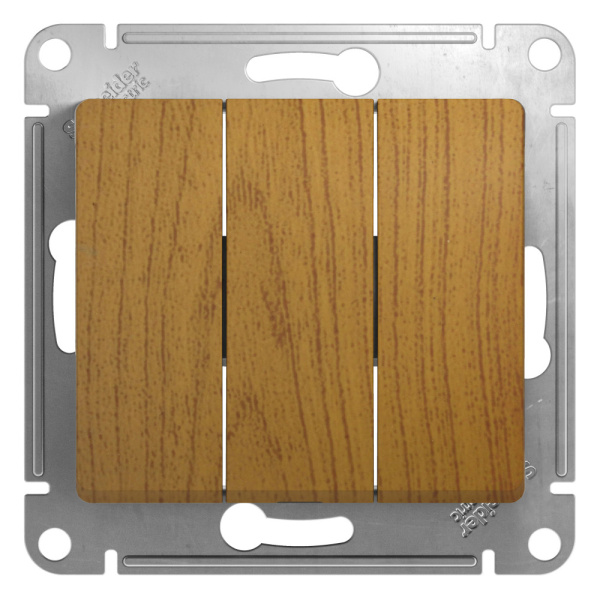 Systeme Electric Glossa Дерево Дуб Выключатель 3-клавишный, сх.3, 10АХ