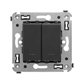 DKC Инвертор двухклавишный в стену, "Avanti", "Черный матовый"