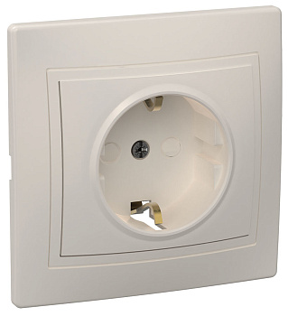 IEK KVARTA РСш10-3-Км Розетка 1мес. c з/к с з/ш 16А кер. крем