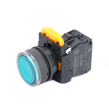 Systeme Electric Кнопка SB5 с подсветкой в сборе модульная 22мм зеленая пластик 24ВDC 1НО