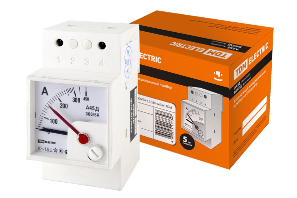 TDM Амперметр А45Д  300/5А-1,5 (DIN-рейка) SQ1102-0303