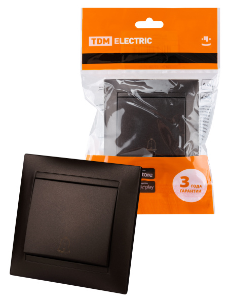 TDM Кнопка звонковая 6А шоколад "Лама" SQ1815-0508