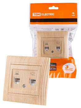 TDM Розетка телефонная RJ11 + компьютерная RJ45 сосна "Лама" SQ1815-0319