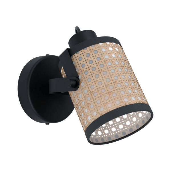 Eglo 43493 Cпот RUSCOMB регул., 1х10W (E27), L135, H175, А210, сталь, черный/бумага, пластик, натуральный