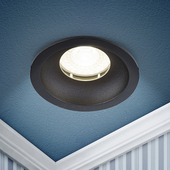 ЭРА Встраиваемый светильник влагозащищенный WR4 SBK MR16/GU5.3 IP44 черный матовый