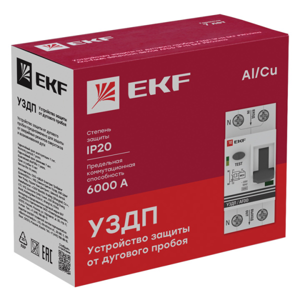 Купить Устройство защиты от дугового пробоя (УЗДП) 1P+N 50А EKF PROxima afdd-2-50-pro