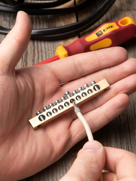 Купить EKF PROxima Шина PEN "ноль-земля" (6х9мм) 10 отверстий латунь крепеж по краям