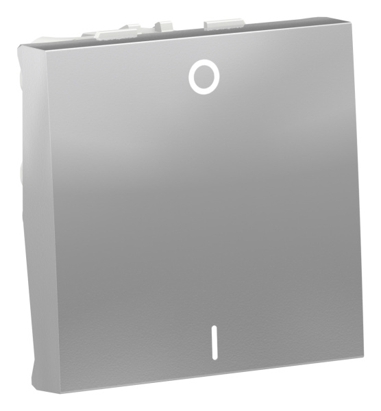 Купить SE Unica Modular Алюминий Выключатель 1-клавишный, двухполюсный, сх. 2, 16 AX, 250В, 2 модуля NU326230