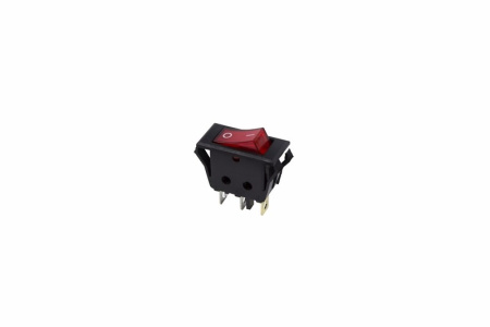 Выключатель клавишный 250V 15А (3с) ON-OFF красный с подсветкой Rexant 36-2225