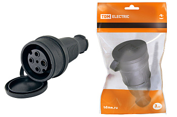 TDM Разъем с заглушкой каучук 3Р+РЕ 32А 380В IP44 SQ0612-0007