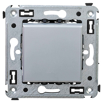 DKC Выключатель одноклавишный в стену, "Avanti", "Закаленная сталь"