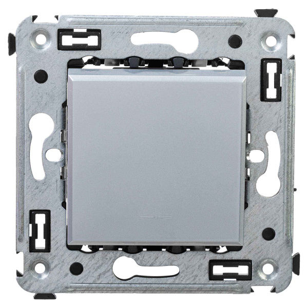 DKC Выключатель одноклавишный в стену, "Avanti", "Закаленная сталь"