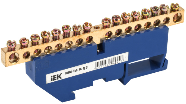 IEK Шина N ноль на DIN-изол ШНИ-6х9-16-Д-С