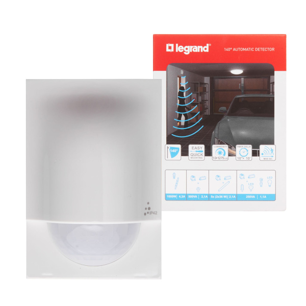 Купить Legrand Lighting Management Датчик движения PIR настенный 140°, блистер 048945