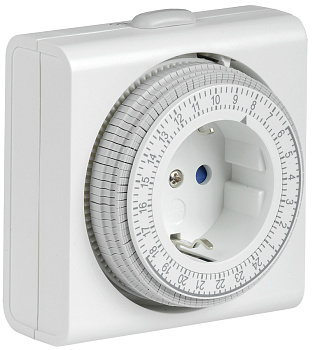 IEK РТМ-3 Розетка-таймер механический 15мин 24ч 96on/off 16А IP20