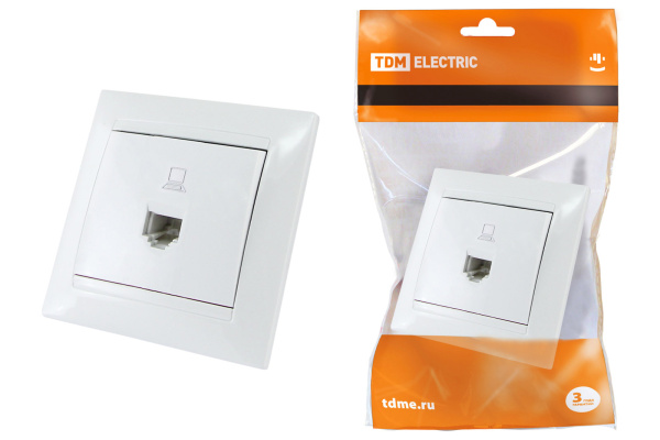TDM Розетка компьютерная RJ45  белая "Лама" SQ1815-0016