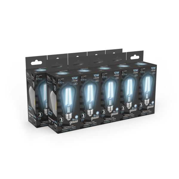 Купить Gauss Лампа Filament ST64 10W 970lm 4100К Е27 LED 1/10/40 157802210