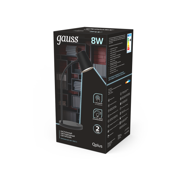 Купить Gauss Светильник настольный Qplus модель GTL603 8W 600lm 4000K 170-265V черный диммируемый LED 1/8 GT6032
