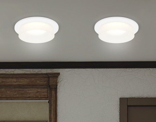 Купить Ambrella Встраиваемый точечный светильник с акрилом TN1311 SWH/FR белый песок/белый матовый GU5.3 D98*45