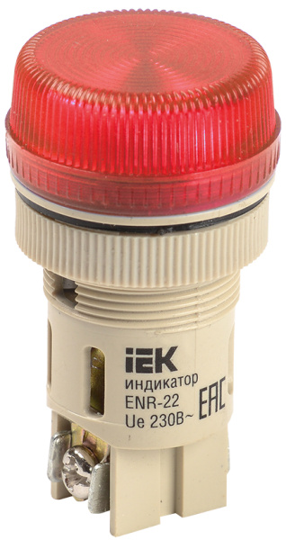 IEK Лампа ENR-22 сигнальная d22мм красный неон/240В цилиндр IEK Лампа ENR-22 сигнальная d22мм красный неон/240В цилиндр