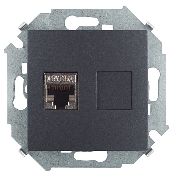 Simon 15 Графит Розетка компьютерная RJ45 кат.6A (АМР, FTP) 1591563-038