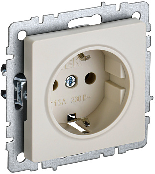IEK BRITE BASE Бежевый Розетка 1-м с/з без защ штор 16А РС11-1-0-БрКр