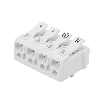 Клемма пружинная соединительная КСП 4-полюсная с монтажными ножками (50 шт./уп.) Rexant 07-6216-1