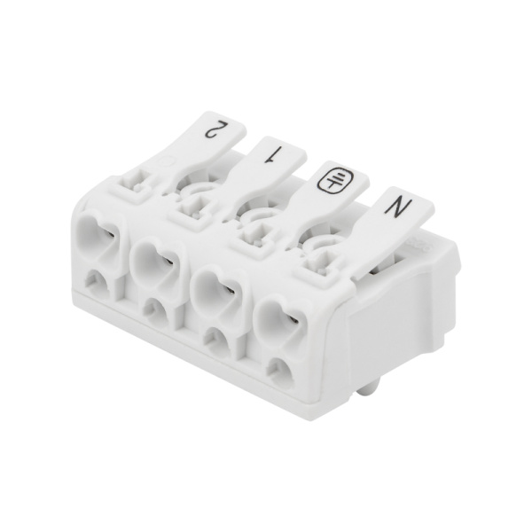 Клемма пружинная соединительная КСП 4-полюсная с монтажными ножками (50 шт./уп.) Rexant 07-6216-1