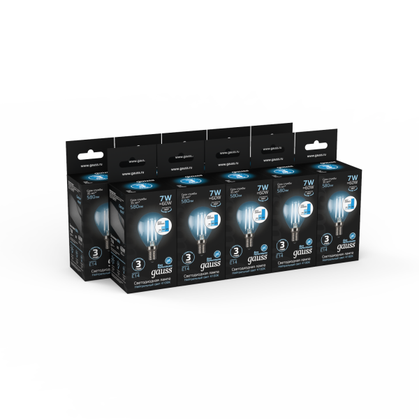 Купить Gauss Лампа Filament Шар 7W 580lm 4100К Е14 шаг. диммирование LED 105801207-S