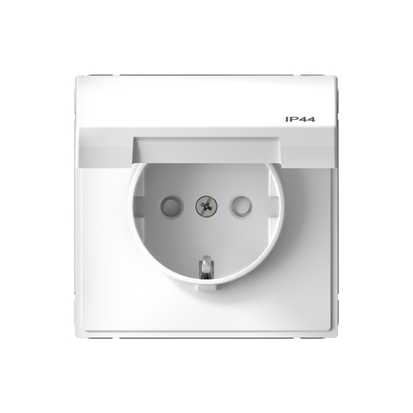 Systeme Electric ArtGallery Белый Розетка с заземл. со шт. с крышк, 16А, IP44, механизм