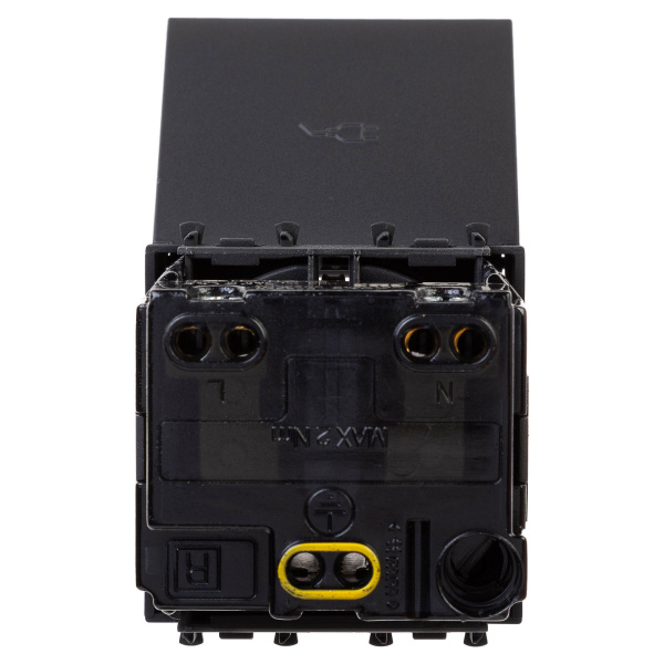 Купить DKC Розетка с крышкой модульная, 2P+E, с з/ш, "Avanti", "Черный матовый", 2модуля