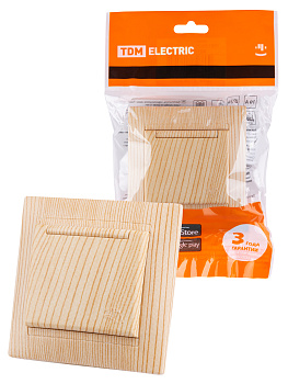 TDM Розетка 2П+З 16А 250В IP44 с защ. шт. с крышкой сосна "Лама" SQ1815-0314