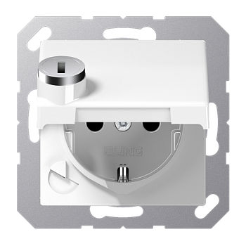 JUNG SCHUKO-розетка  с крышкой и замком, белая AS1520BFKLSLWW