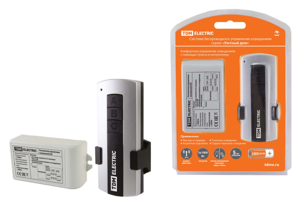TDM Комплект для беспроводного управления освещением ПУ1-МK-2 (2 канала) "Уютный дом" SQ1508-0102
