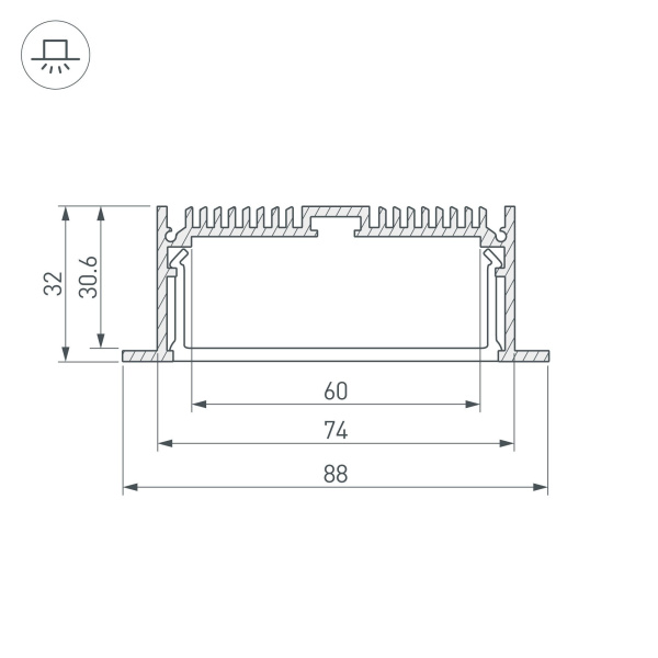 Купить Arlight Профиль с экраном SL-LINIA88-F-2500 ANOD+OPAL (Алюминий) 020471