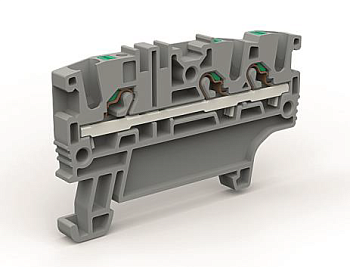 DKC Проходная клемма 3 точки подключения на 2,5 кв.мм синяя