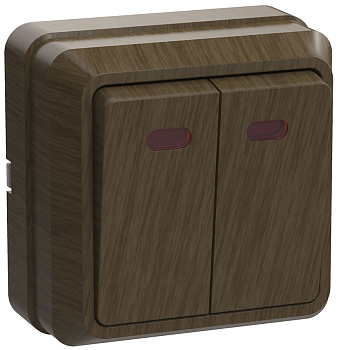 IEK OKTAVA ВС20-2-1-ОД Выключатель 2кл с инд. 10А (дуб)