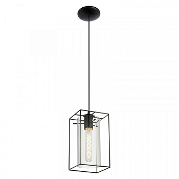 Eglo Подвес LONCINO, 1x60W (E27), сталь, черный/дымчатое стекло 49495