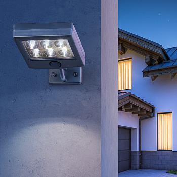 ЭРА ERAFS024-07 Прожектор с датчиком движения c выносной солнечной батареей, 6LED,150lm