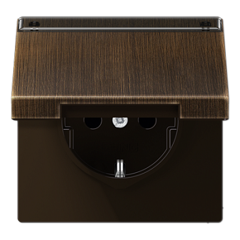 JUNG Штепсельная розетка SCHUKO 16A 250V~ с крышкой, защитой от детей, латунь Antik ME1520NAKLAT