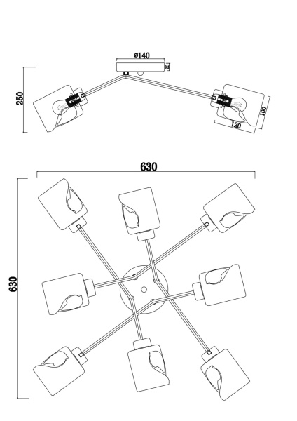 Купить Freya Modern Isabella Матовое Золото Потолочный светильник FR5095CL-08G