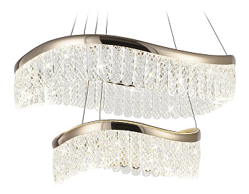 Ambrella Подвесной светодиодный светильник с хрусталем TR49728/2 GD золото 68W 3000K/4200K/6400K D600*1010 (Без ПДУ)
