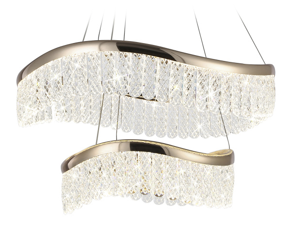 Ambrella Подвесной светодиодный светильник с хрусталем TR49728/2 GD золото 68W 3000K/4200K/6400K D600*1010 (Без ПДУ)