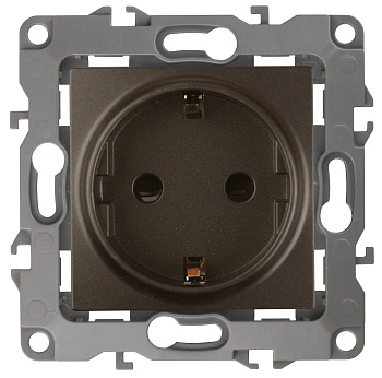 ЭРА 12-2102-13 Розетка 2P+E Schuko со шторками, 16A-250В, IP20, 12, Бронза