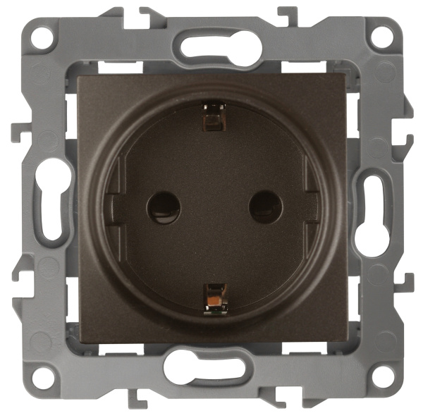 ЭРА 12-2102-13 Розетка 2P+E Schuko со шторками, 16A-250В, IP20, 12, Бронза