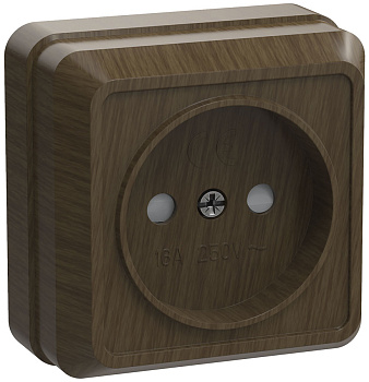 IEK OKTAVA РСш20-2-ОД Розетка 1местн. без з/к с защ.штор.10А откр.уст. (дуб)