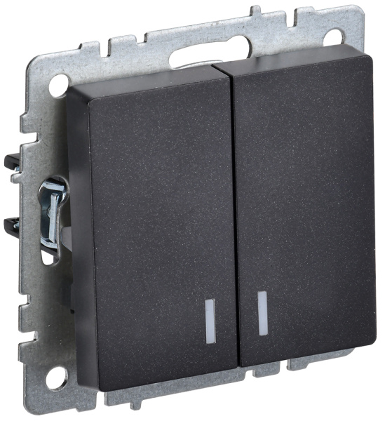 IEK BRITE BASE Черный Выключ. 2-кл с индик 10А ВС10-2-1-БрЧ