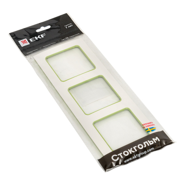 Купить EKF PROxima Стокгольм Белый Линия зеленая Рамка 3-ая