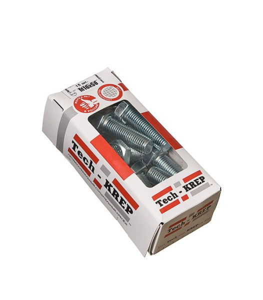 Tech-Krep Болт DIN933 с шестигранной головкой оцинк. М16х50 (15 шт) - коробка с ок. Tech-Kr 126535